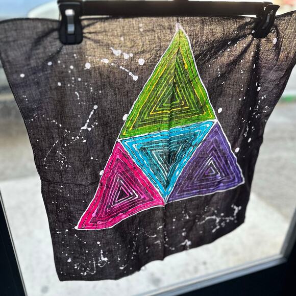 Handmade Batik Wall Art Geometric Triangle Window Art - Picture 2 of 7